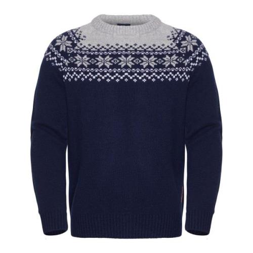 Gridarmor Men's Snøkrystall Round Neck Ullgenser Dark Navy/Light Grey/...