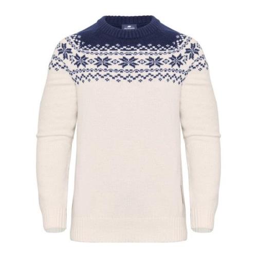 Gridarmor Women’s Snøkrystall Round Neck Ullgenser White/Dark Navy