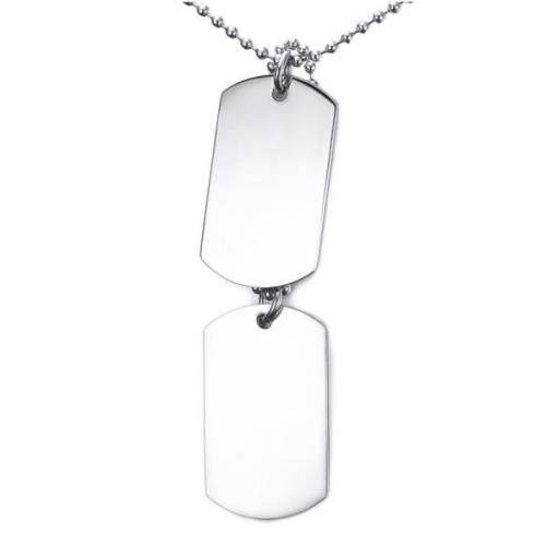 Auxere Double Dog Tag Halskjede Rustfritt Stål KXD0281