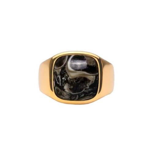 IX Studios Turtle Agate Signet Ring 22 kt. Gullforgylt sølv DMN0282GDT...