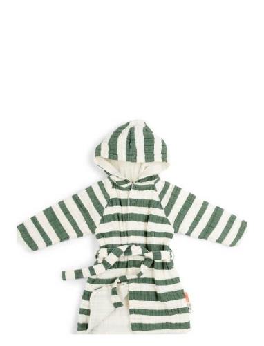 Bathrobe Gots Stripes Morgenkåpe Badekåpe Green D By Deer