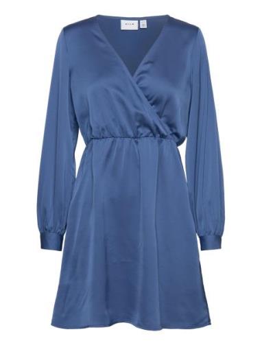 Viellette Wrap L/S Dress/Su- Kort Kjole Blue Vila