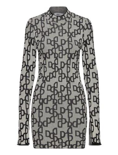 Corina - Graphic Jacquard Kort Kjole Grey Day Birger Et Mikkelsen