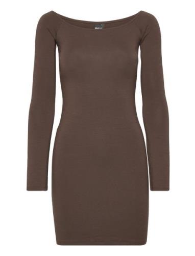 Off Shoulder Dress Kort Kjole Brown Gina Tricot