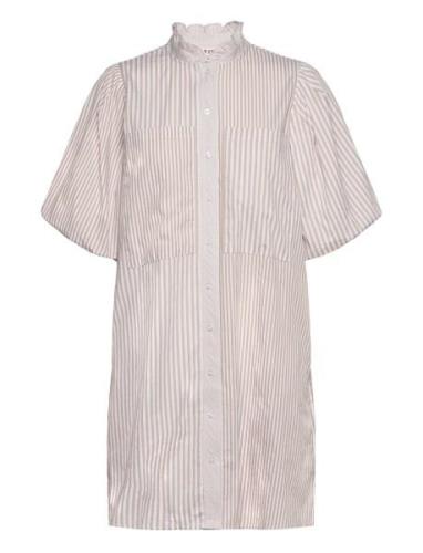 Tiffany Stripe Dress Kort Kjole Beige A-View