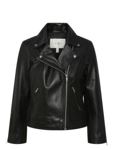 Yasphil 7/8 Leather Jacket Noos Skinnjakke Skinnjakke Black YAS