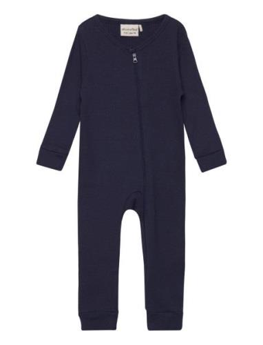 Jumpsuit Ls Rib Jumpsuit Navy Minymo