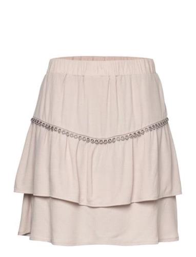 D6Chia Eyelet Mini Skirt Kort Skjørt Beige Dante6