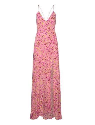 Jacquard Maxi Slip Dress Maxikjole Festkjole Pink ROTATE Birger Christ...