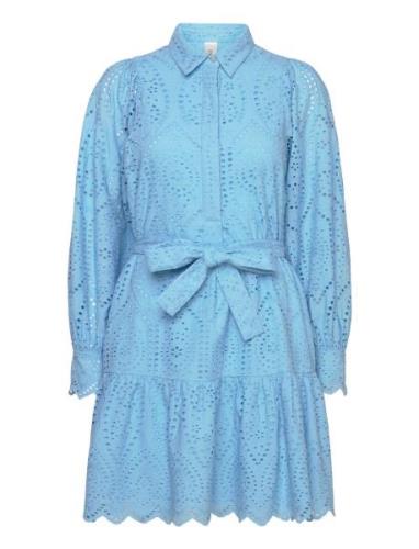 Yasholi Ls Belt Dress S. Noos Kort Kjole Blue YAS