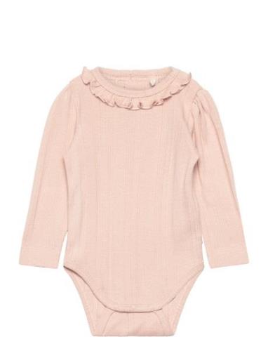 Body Ls Pointelle Bodies Long-sleeved Pink En Fant