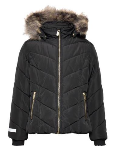 Jacket Hood W Fake Fur Fôret Jakke Black Lindex