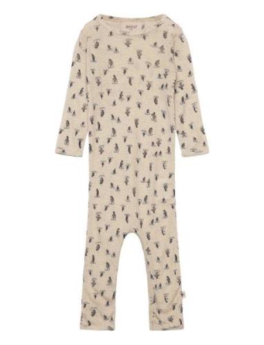 Plain Wool Jumpsuit Jumpsuit Beige Wheat