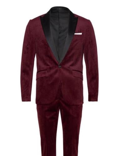 Velvet Tuxedo Suit Dress Burgundy Lindbergh