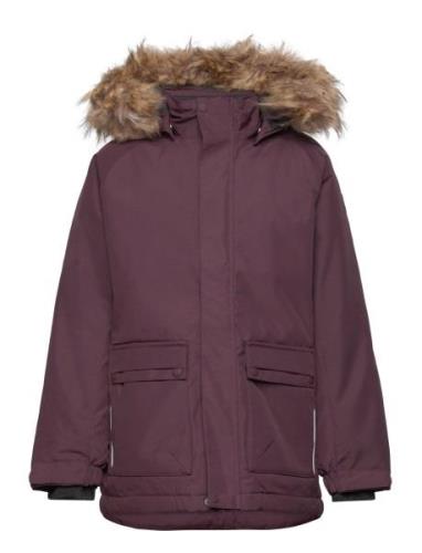 Parka W. Fake Fur Parkas Jakke Burgundy Color Kids