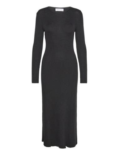 Slflura Lurex Ls Knit Dress Maxikjole Festkjole Black Selected Femme