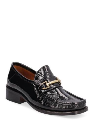 Classic Square Loafer With Buckle Mokasiner Lave Sko Black Apair