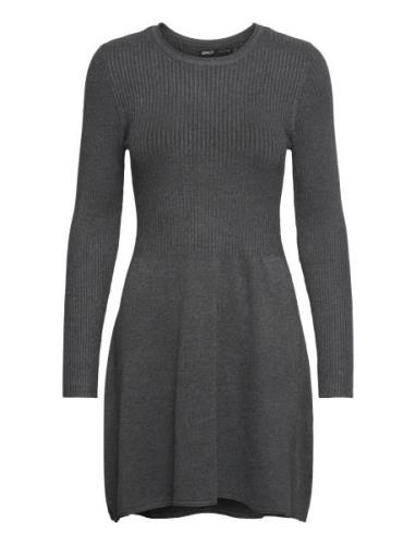 Onlalma L/S O-Neck Dress Knt Noos Kort Kjole Grey ONLY