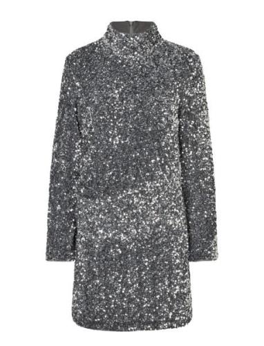 Shimmer Slim Dress Kort Kjole Silver Second Female