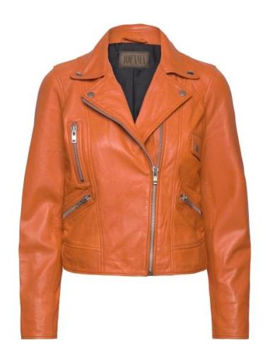 Kaley Leather Biker Skinnjakke Skinnjakke Orange Jofama