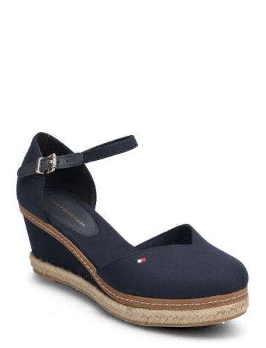 Basic Closed Toe Mid Wedge Sko Wedge Blue Tommy Hilfiger