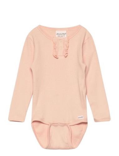 Body Ls Rib Bodies Long-sleeved Pink Minymo