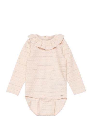 Body Ls Jacquard Bodies Long-sleeved Pink Minymo