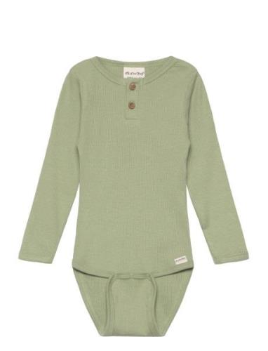 Body Ls Rib Bodies Long-sleeved Green Minymo