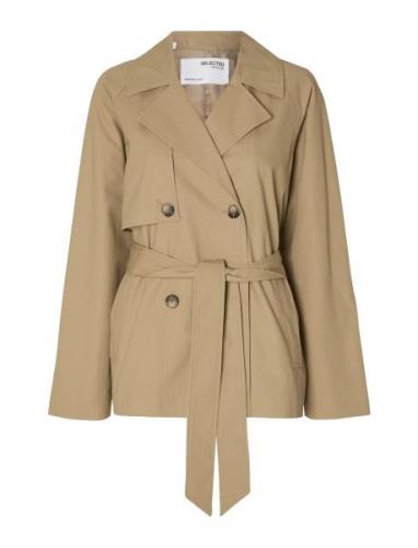 Slfbelinda Short Trench Coat Trench Coat Kåpe Beige Selected Femme