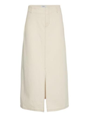 Mschphelina Ida Hw Denim Skirt Langt Skjørt Cream MSCH Copenhagen