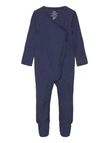 Rib Jersey Full Body Crossover Pyjamas Sie Jumpsuit Navy Copenhagen Co...