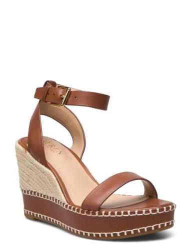 Hilarie Leather Espadrille Sandal Med Hæl Espadrilles Brown Lauren Ral...