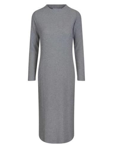 Daniela Rib Dress Knelang Kjole Grey Once Untold