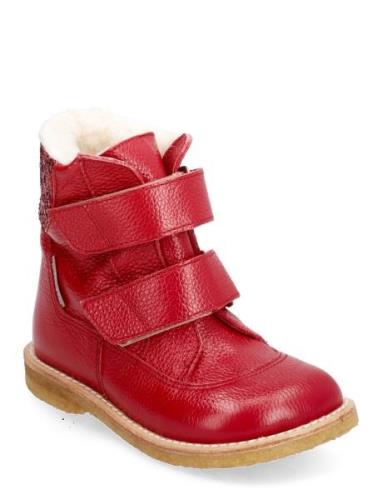 Boots - Flat - With Velcro Vinterstøvletter Med Borrelås Red ANGULUS