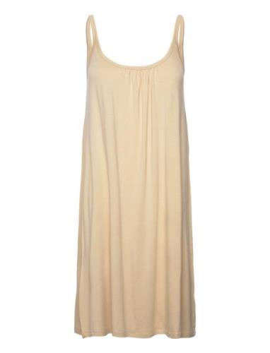 Jo Strap Dress Knelang Kjole Beige Basic Apparel