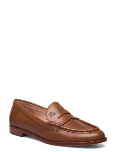 Wynnie Burnished Leather Loafer Mokasiner Lave Sko Brown Lauren Ralph ...