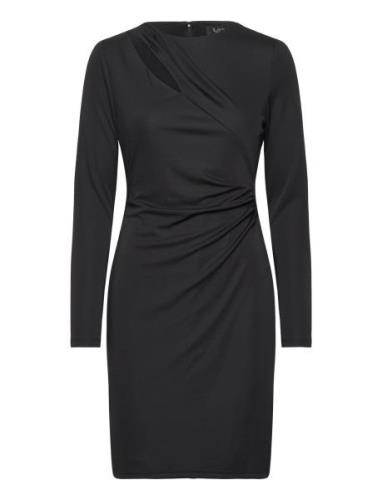 Pleated Stretch Jersey Cocktail Dress Kort Kjole Black Lauren Ralph La...