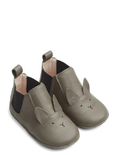 Edith Leather Slippers Tøfler Innesko Grey Liewood