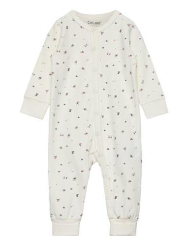 Nightsuit W. Aop Pyjamas Sie Jumpsuit Cream CeLaVi