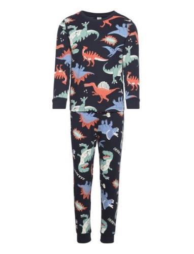 Pajama Aop Cars Dino Aop Pyjamas Sett Navy Lindex