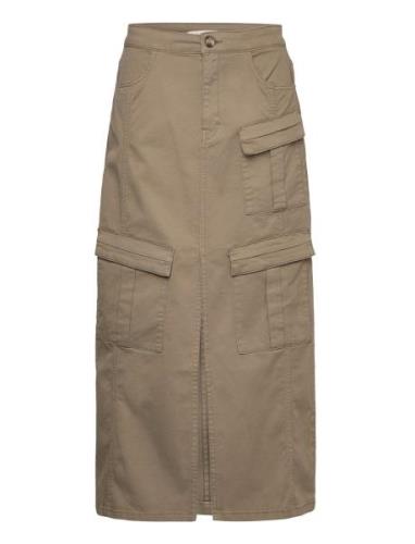 Aubreygz Hw Long Skirt Langt Skjørt Khaki Green Gestuz