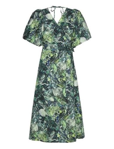 Caragz P Wrap Dress Knelang Kjole Green Gestuz