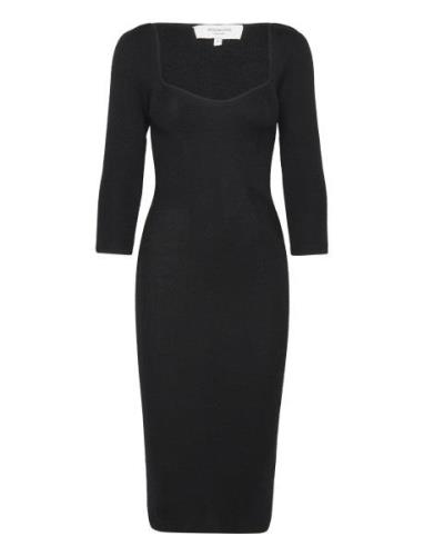 Merino Wool Dress Knelang Kjole Black Rosemunde