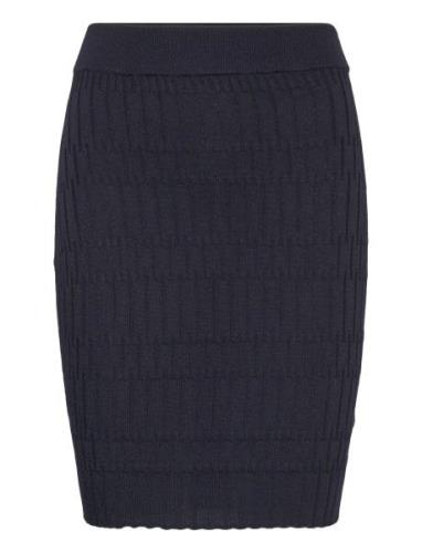 Textured Knitted Skirt Knelangt Skjørt Blue GANT