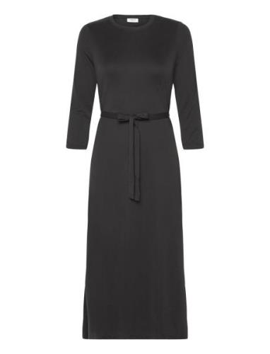 Mschbirdia Lynette 3/4 Dress Knelang Kjole Black MSCH Copenhagen