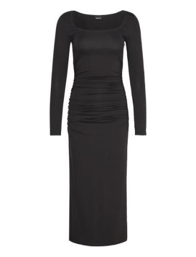 Soft Touch Ruched Midi Dress Knelang Kjole Black Gina Tricot