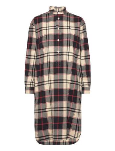 Plaid Cotton Twill Shirtdress Knelang Kjole Beige Polo Ralph Lauren