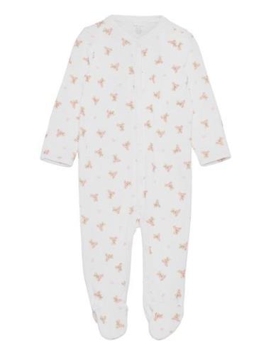 Bear Covrall- Piece-Coveral Langermet Bodysuit White Ralph Lauren Baby