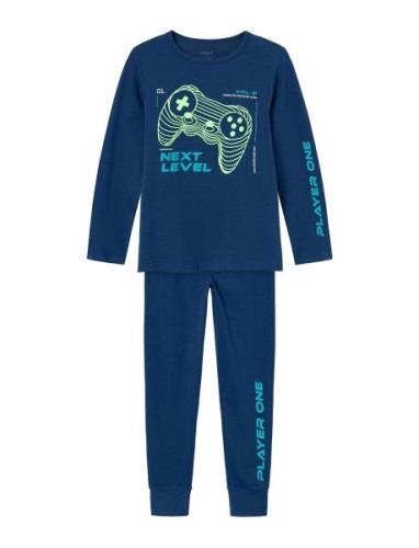 Nkmnightset Navy Peony Gaming Noos Pyjamas Sett Blue Name It