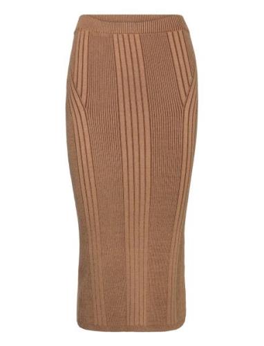 Mari Pencil Midi Skirt Knelangt Skjørt Brown French Connection